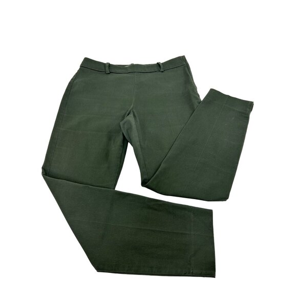 H&M Women’s Pants 8 Green Flat Front Tapered Leg Ankle Length Side Zip Button - Picture 1 of 11